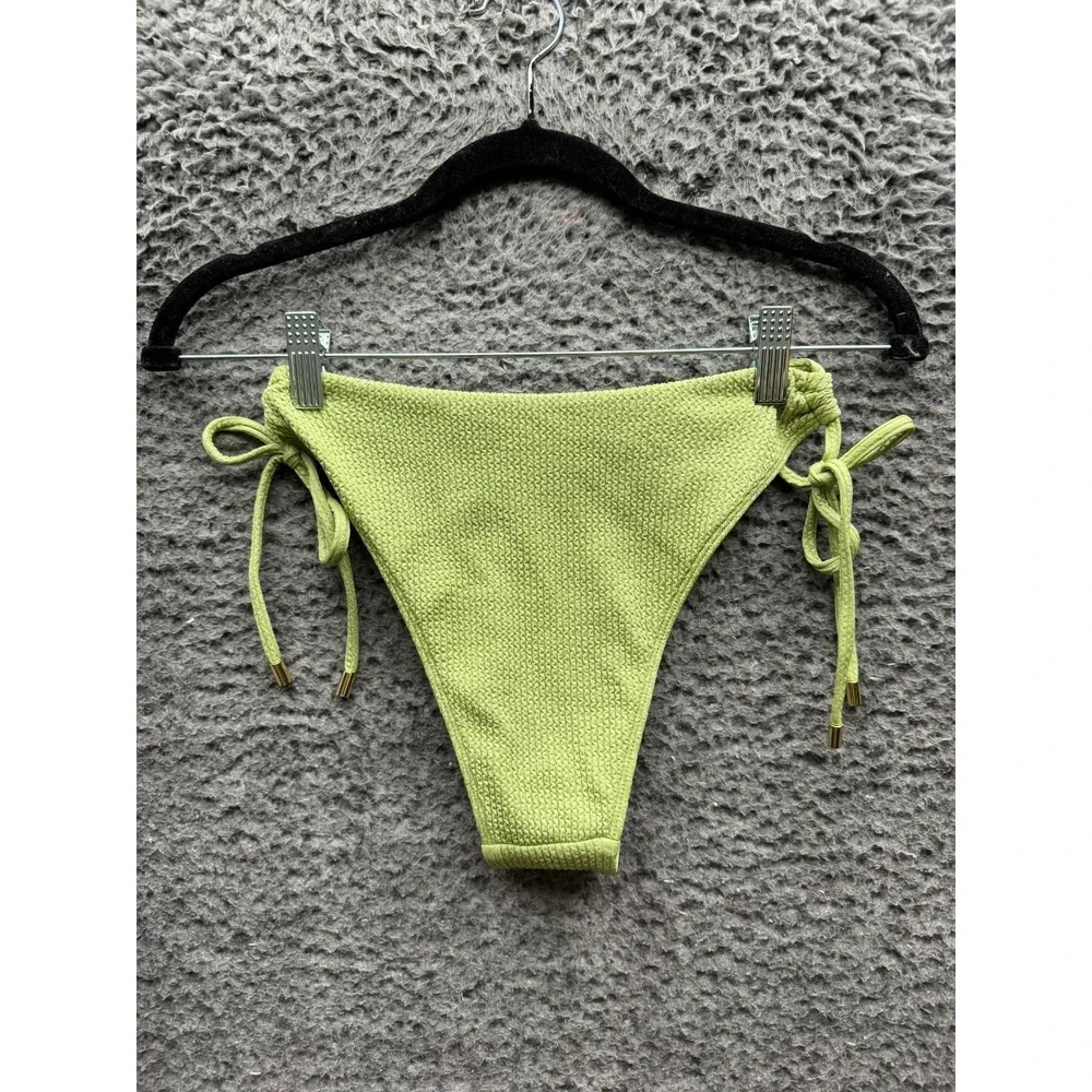 Monday Swimwear Textured Underwire Bikini Set Green Womens Size Top P Bottom M